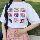 Cozy Retro Magical Girls T-Shirt with Pastel Aesthetic - Cosparty