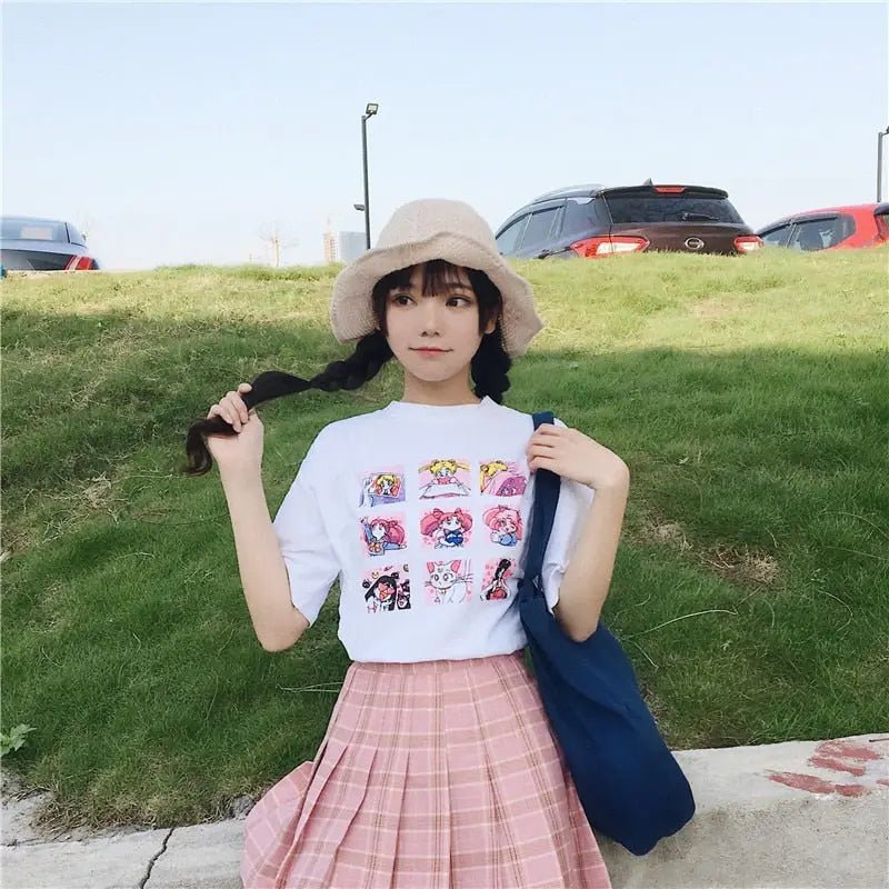 Cozy Retro Magical Girls T-Shirt with Pastel Aesthetic - Cosparty
