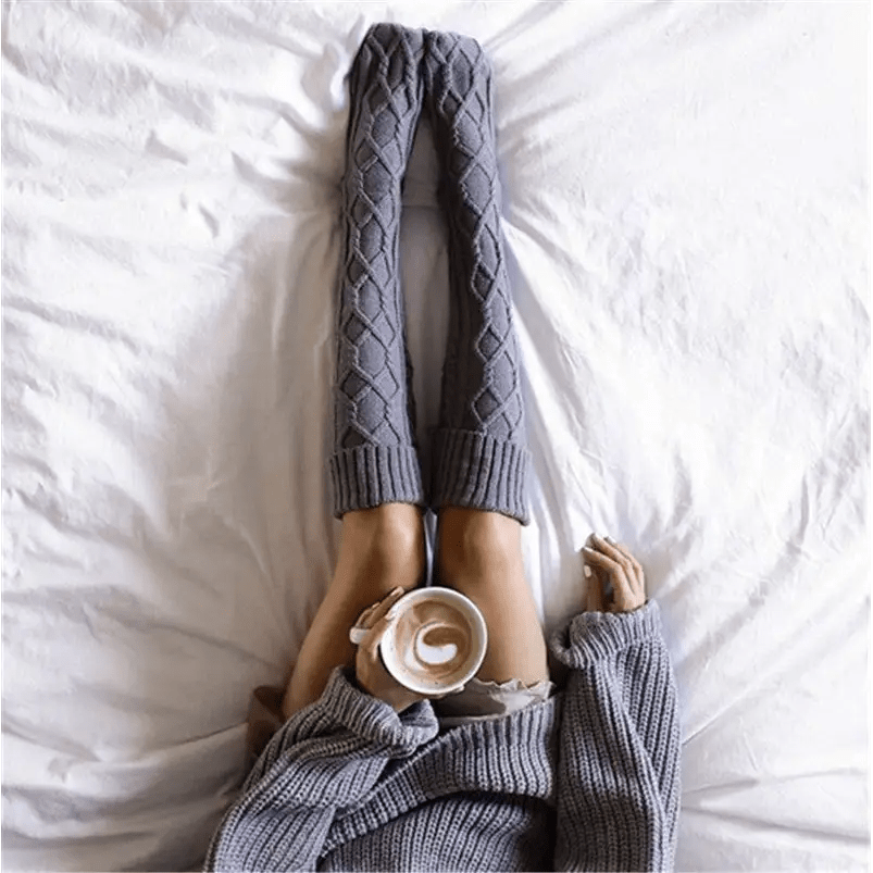 Cozy Thick Knitted Thigh High Socks for Fall and Winter - Cosparty
