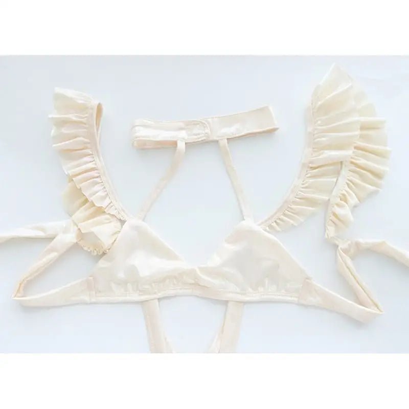 Cream - Colored Harness Lingerie Set for Kawaii and Kinky Fashion - Cosparty