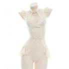 Cream - Colored Harness Lingerie Set for Kawaii and Kinky Fashion - Cosparty