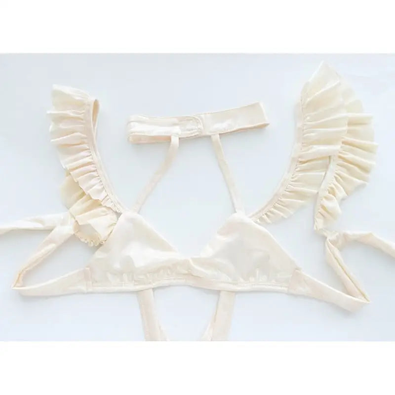 Cream-Colored Harness Lingerie Set for Kawaii and Kinky Fashion - lingerie