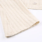 Cream Knit Cropped Sweater in Striped Cable Knit Fabric - sweater