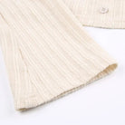 Cream Knit Cropped Sweater in Striped Cable Knit Fabric - Cosparty