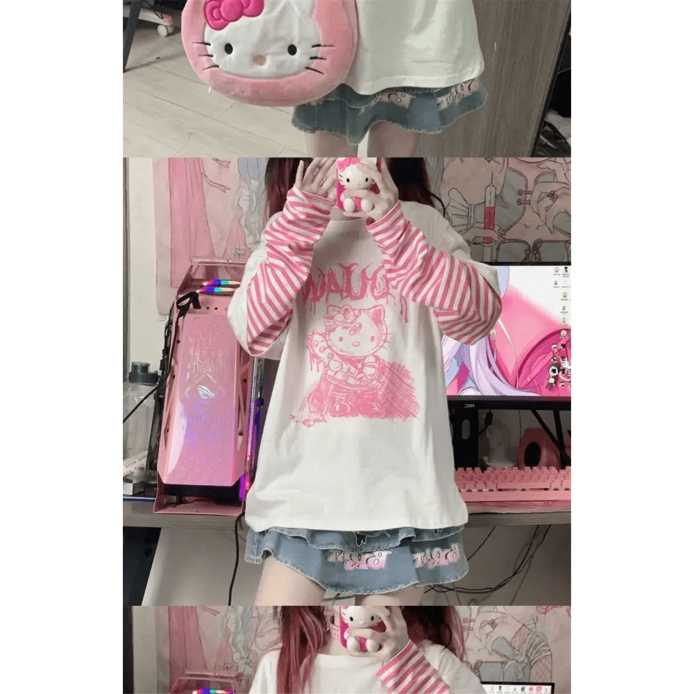 Creepy Cute Hello Kitty Long Sleeve Sweater - Cosparty