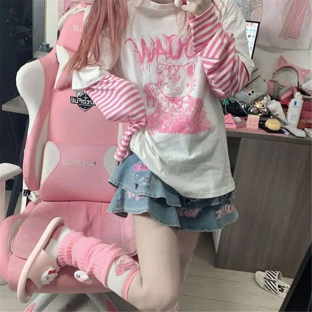 Creepy Cute Hello Kitty Long Sleeve Sweater - Cosparty