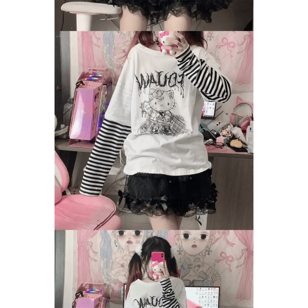 Creepy Cute Hello Kitty Long Sleeve Sweater - Cosparty