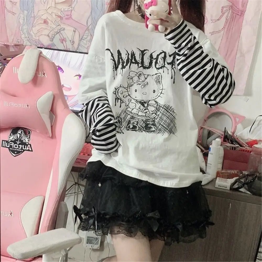 Creepy Cute Hello Kitty Long Sleeve Sweater - Cosparty