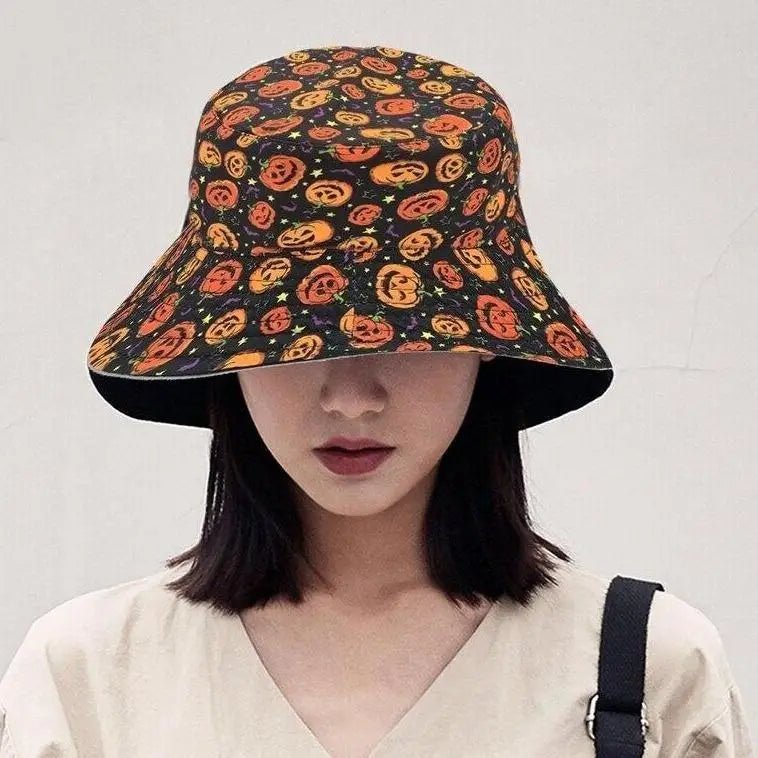Creepy Cute Jack - o - Lantern Pumpkin Bucket Hat for Halloween Kawaii Style - Cosparty