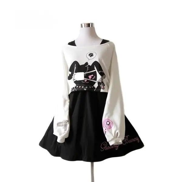 Creepy Cute Long Sleeve Bunny Dress for Shoulder 37-40 Sizes - M - Dress