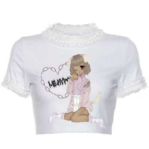 Creepy Cute Pastel Goth Manga Inspired Crop Top - top