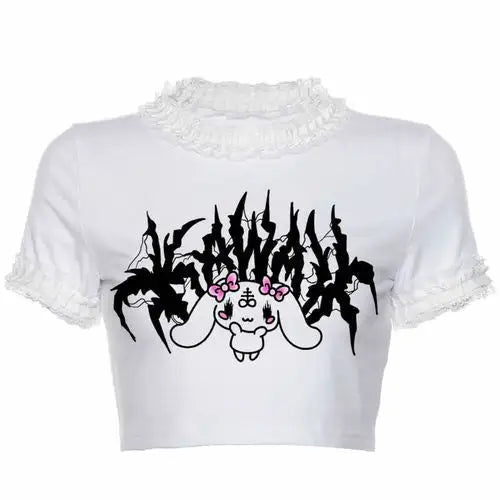 Creepy Cute Pastel Goth Manga Inspired Crop Top - top