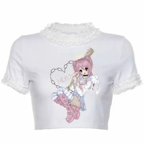 Manga Succubus Crop Top - Tortured Angel / S - anime, anime girl, girls, crop, crop shirt