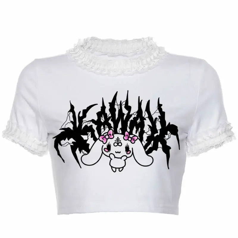 Manga Succubus Crop Top - Gothic Cinnamoroll / S - anime, anime girl, girls, crop, crop shirt