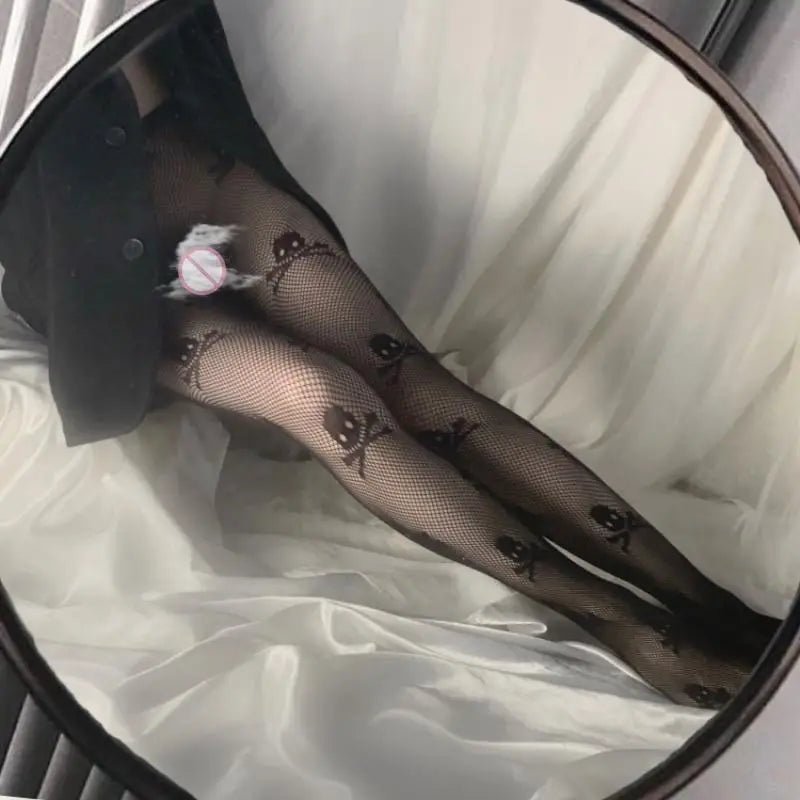 Creepy Cute Skull and Crossbone Fishnet Tights for Halloween - Cosparty