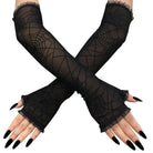 Creepy Cute Spider Web Fishnet Gloves for Gothic Styling - Cosparty