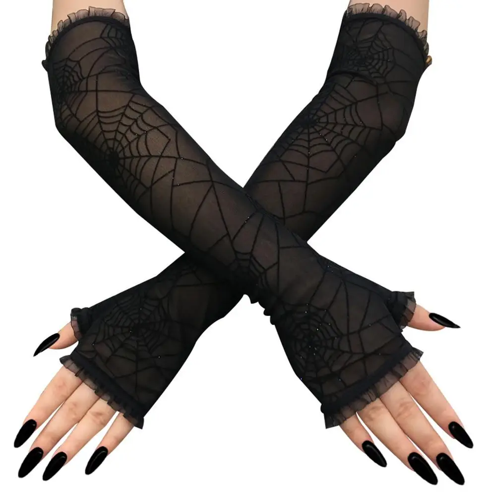 Creepy Cute Spider Web Fishnet Gloves for Gothic Styling - accessories