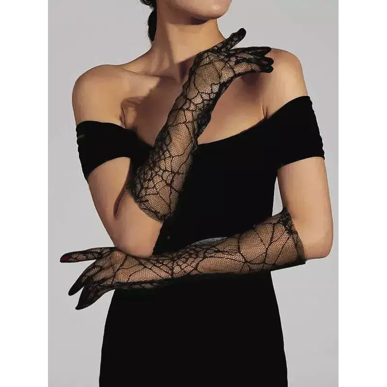 Creepy Cute Spider Web Fishnet Gloves for Gothic Styling - accessories