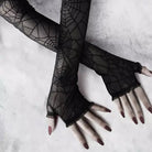 Creepy Cute Spider Web Fishnet Gloves for Gothic Styling - Cosparty