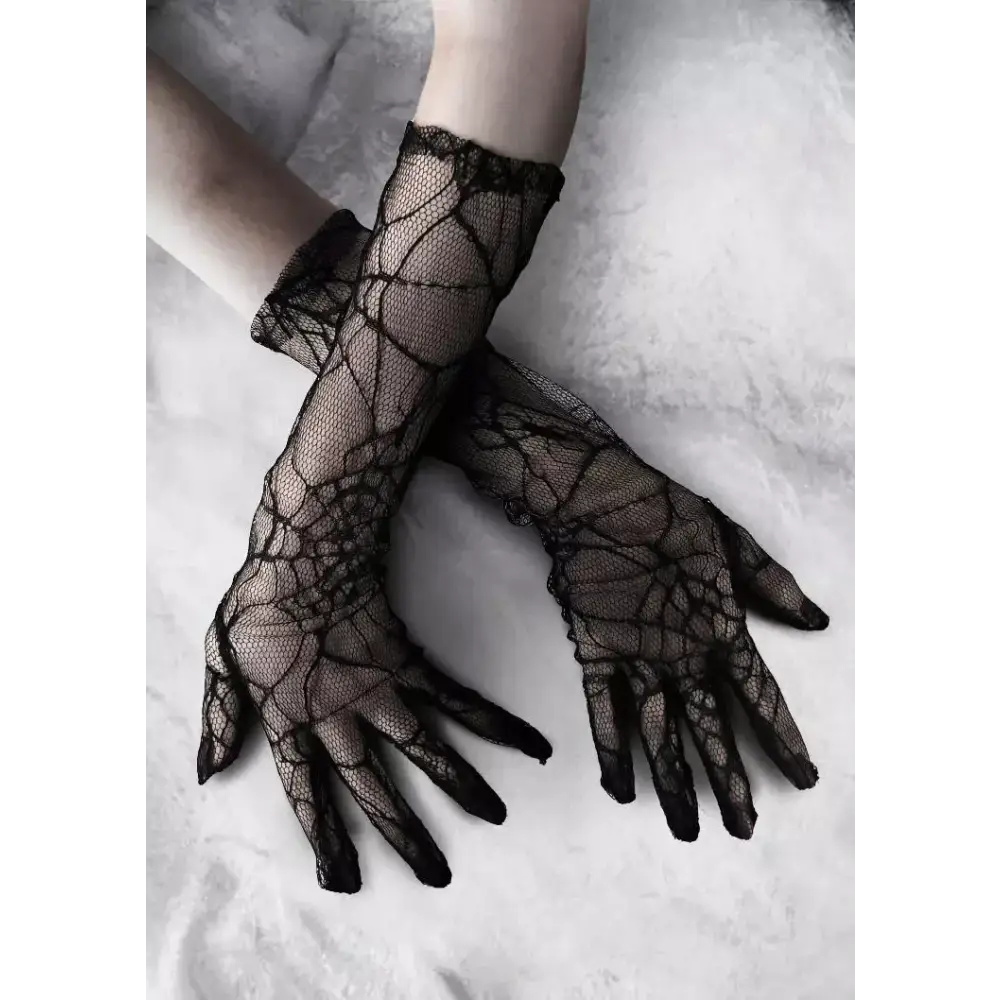 Creepy Cute Spider Web Fishnet Gloves for Gothic Styling - accessories