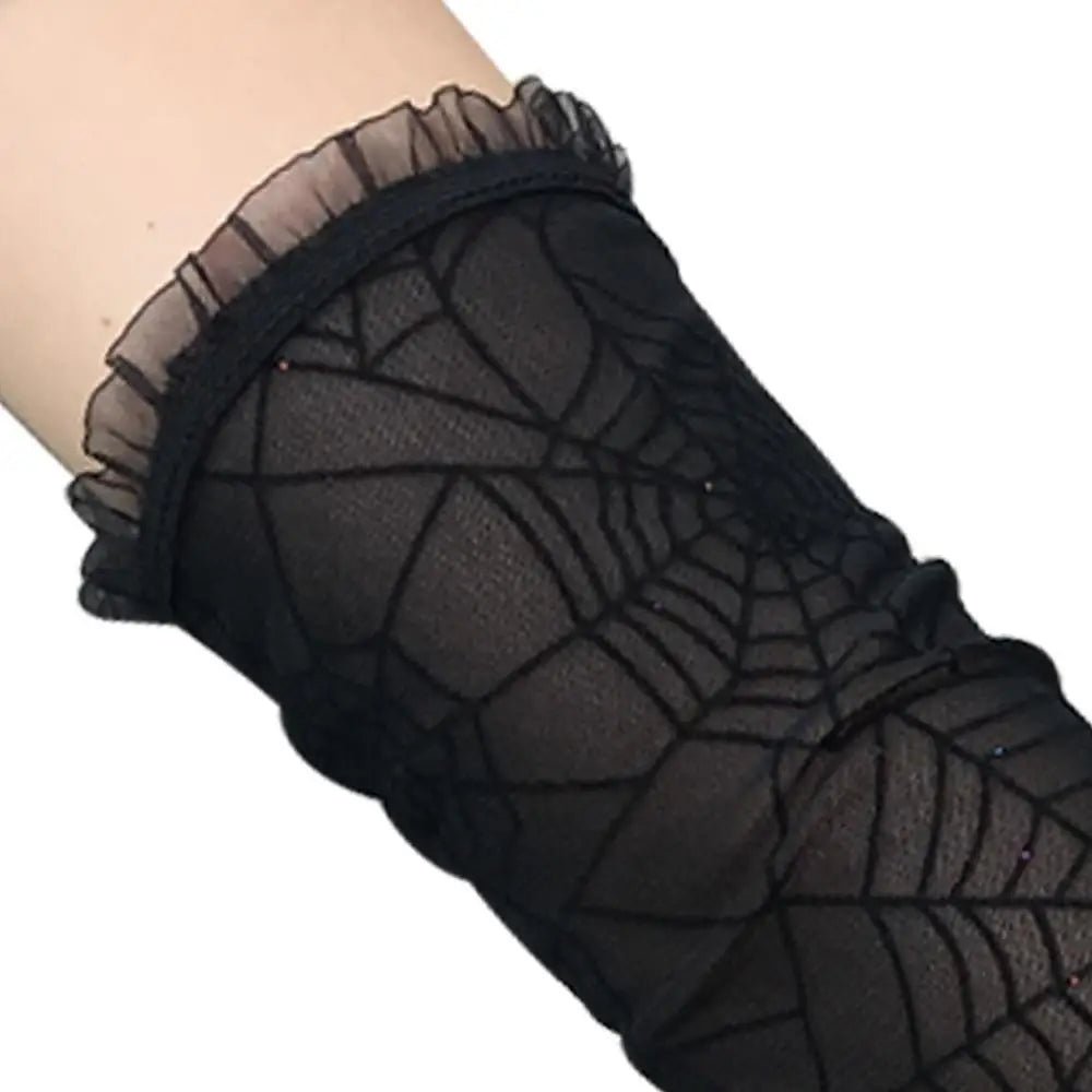 Creepy Cute Spider Web Fishnet Gloves for Gothic Styling - Cosparty