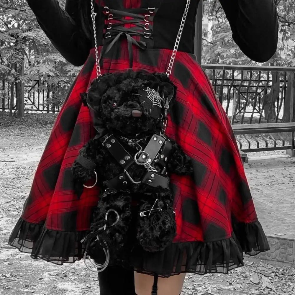 Creepy Cute Teddy Bear Messenger Bag in Gothic Style - Cosparty
