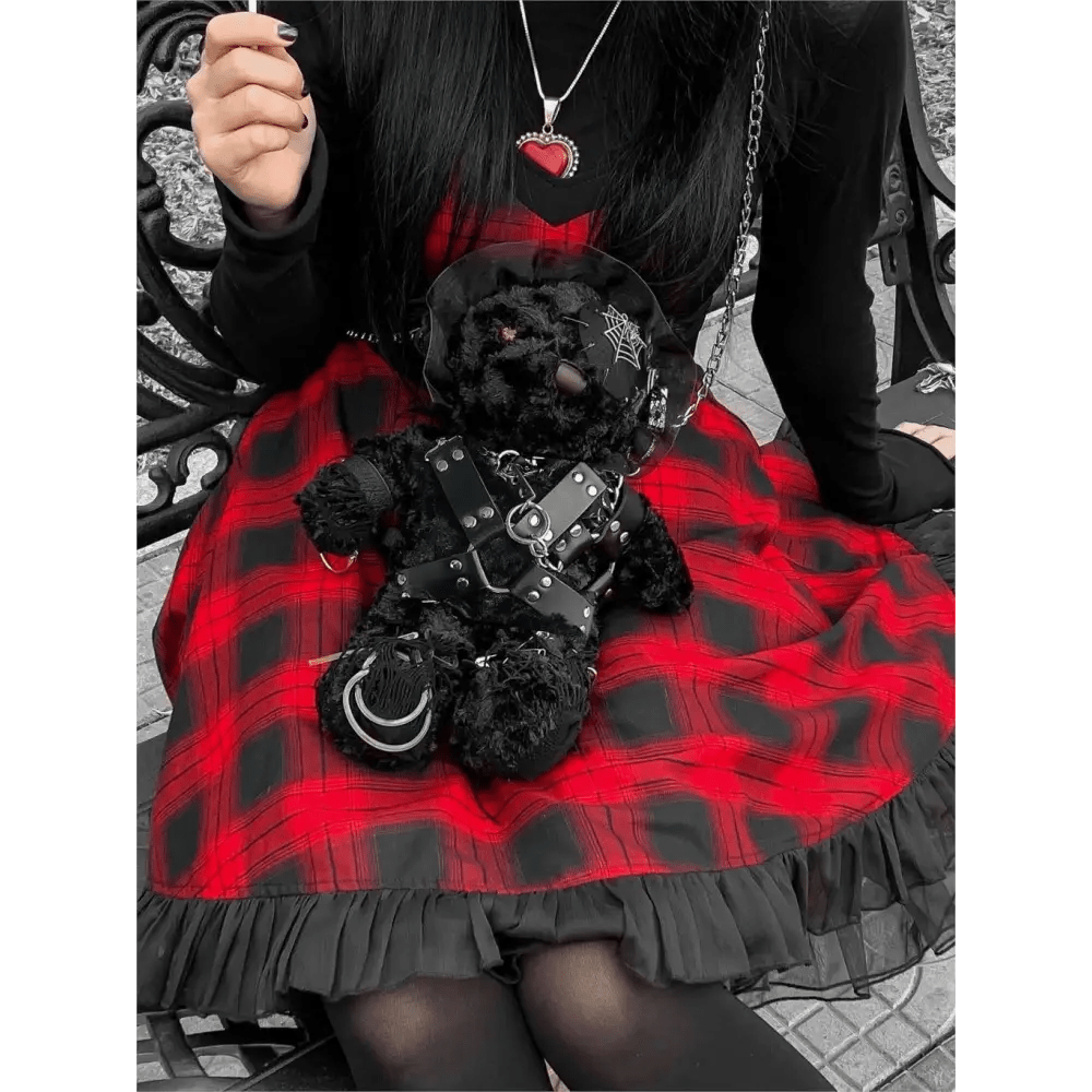 Creepy Cute Teddy Bear Messenger Bag in Gothic Style - Cosparty