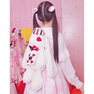 Creepy Cute White Rabbit Plush Bun Backpack for Gothic Fashion - Cosparty