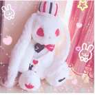 Creepy Cute White Rabbit Plush Bun Backpack for Gothic Fashion - backpack