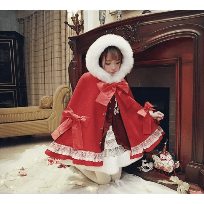 Crimson Red Lolita Winter Jacket Now in Stock org New Condition - Cosparty