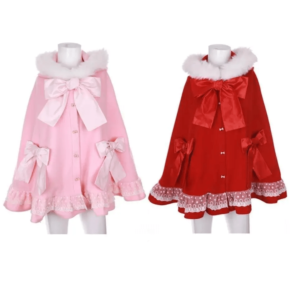 Crimson Red Lolita Winter Jacket Now in Stock org New Condition - Cosparty