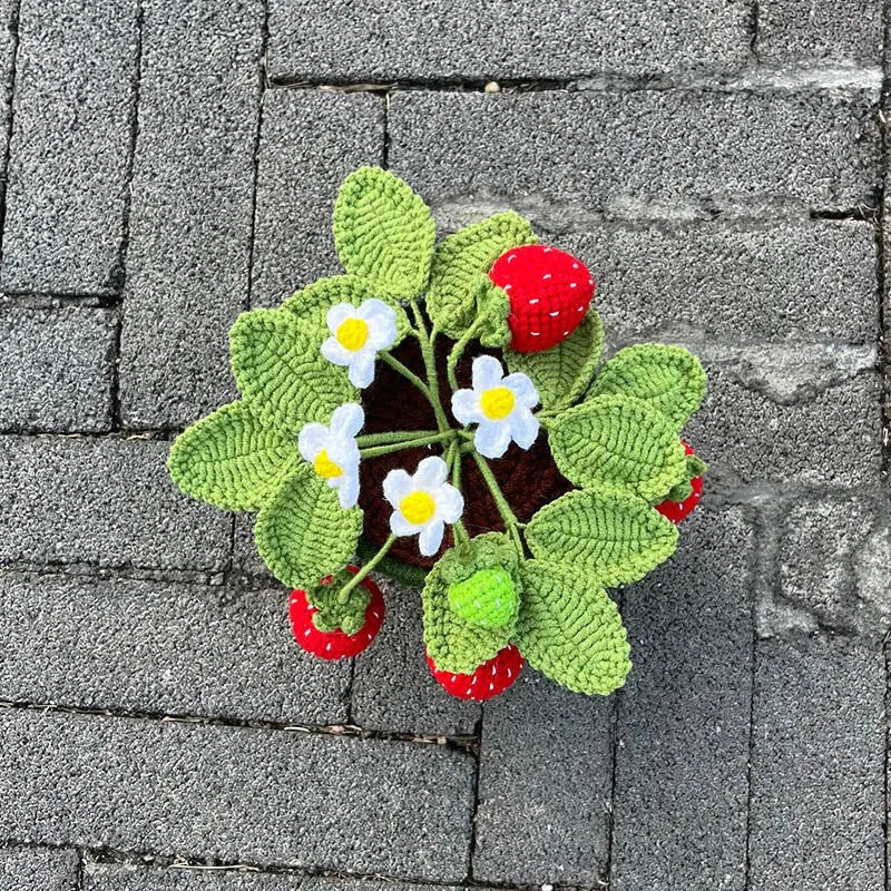 Crochet Strawberry Plants for Whimsical Home Decor - home decor