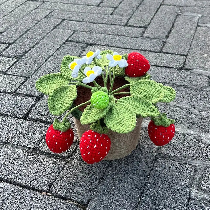 Crochet Strawberry Plants for Whimsical Home Decor - home decor