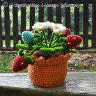 Crochet strawberry plants - berries - bonsai - crochet - home decor - decoration