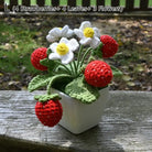 Crochet strawberry plants - berries - bonsai - crochet - home decor - decoration