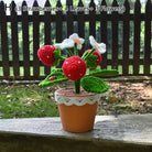 Crochet strawberry plants - berries - bonsai - crochet - home decor - decoration