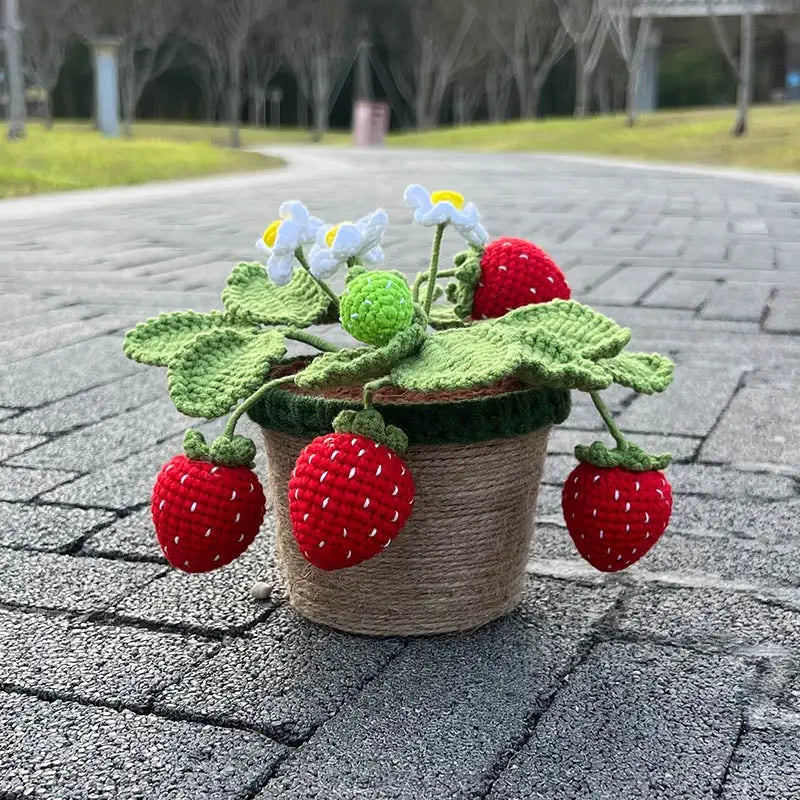 Crochet Strawberry Plants for Whimsical Home Decor - home decor