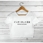 Cropped Kawaii Belly Shirt in Black or White for Internet Princesses - Cosparty