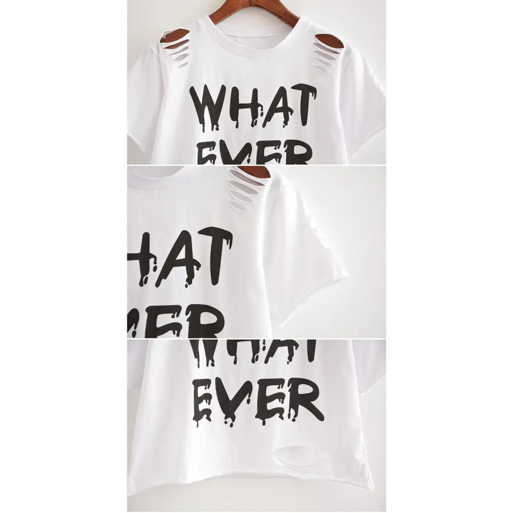 Cropped Punk Rock T-Shirt with Bold WHAT EVER Statement - shirt