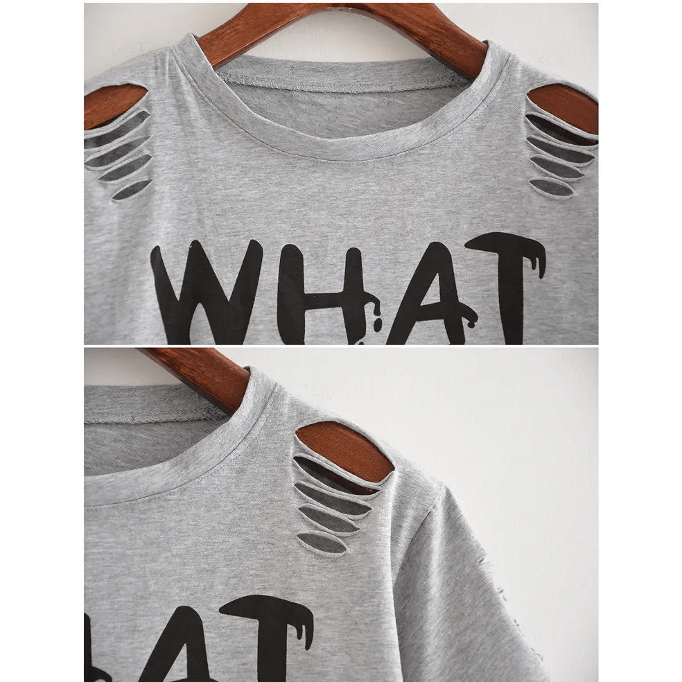 Cropped Punk Rock T-Shirt with Bold WHAT EVER Statement - Cosparty