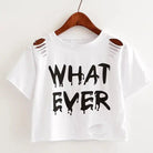 Cropped Punk Rock T-Shirt with Bold WHAT EVER Statement - Cosparty
