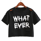 Cropped Punk Rock T-Shirt with Bold WHAT EVER Statement - Cosparty