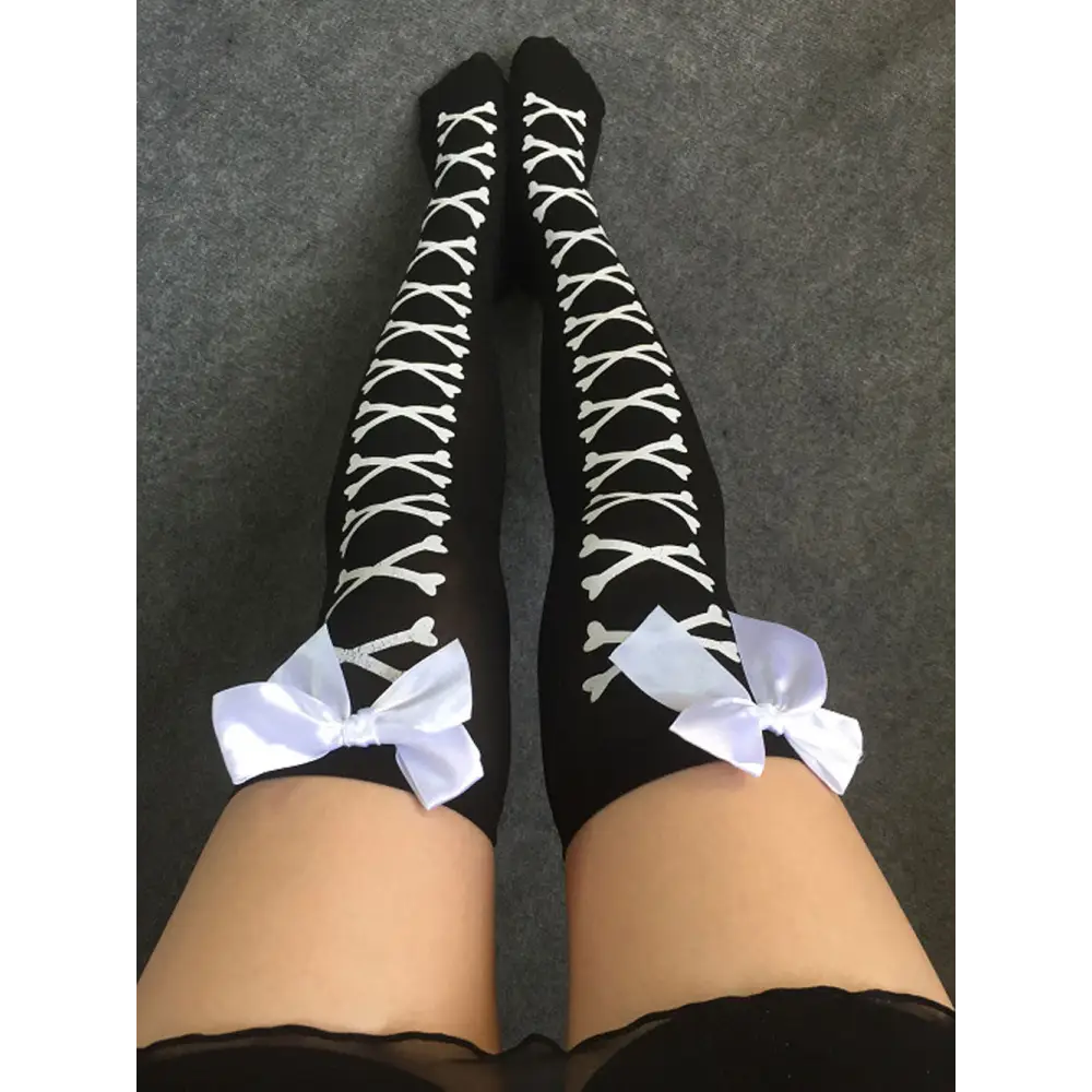 Crossbone Corset Thigh-High Socks for Endless Compliments - Socks