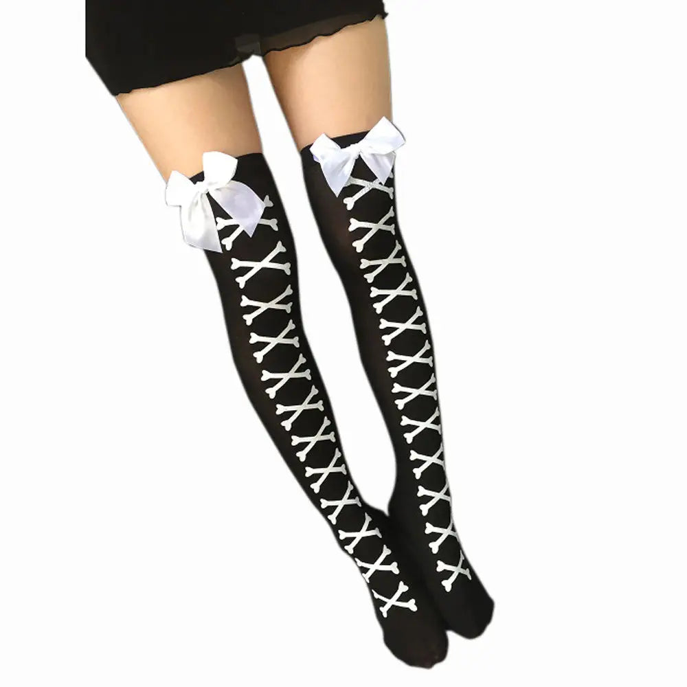 Crossbone Corset Thigh-High Socks for Endless Compliments - Socks