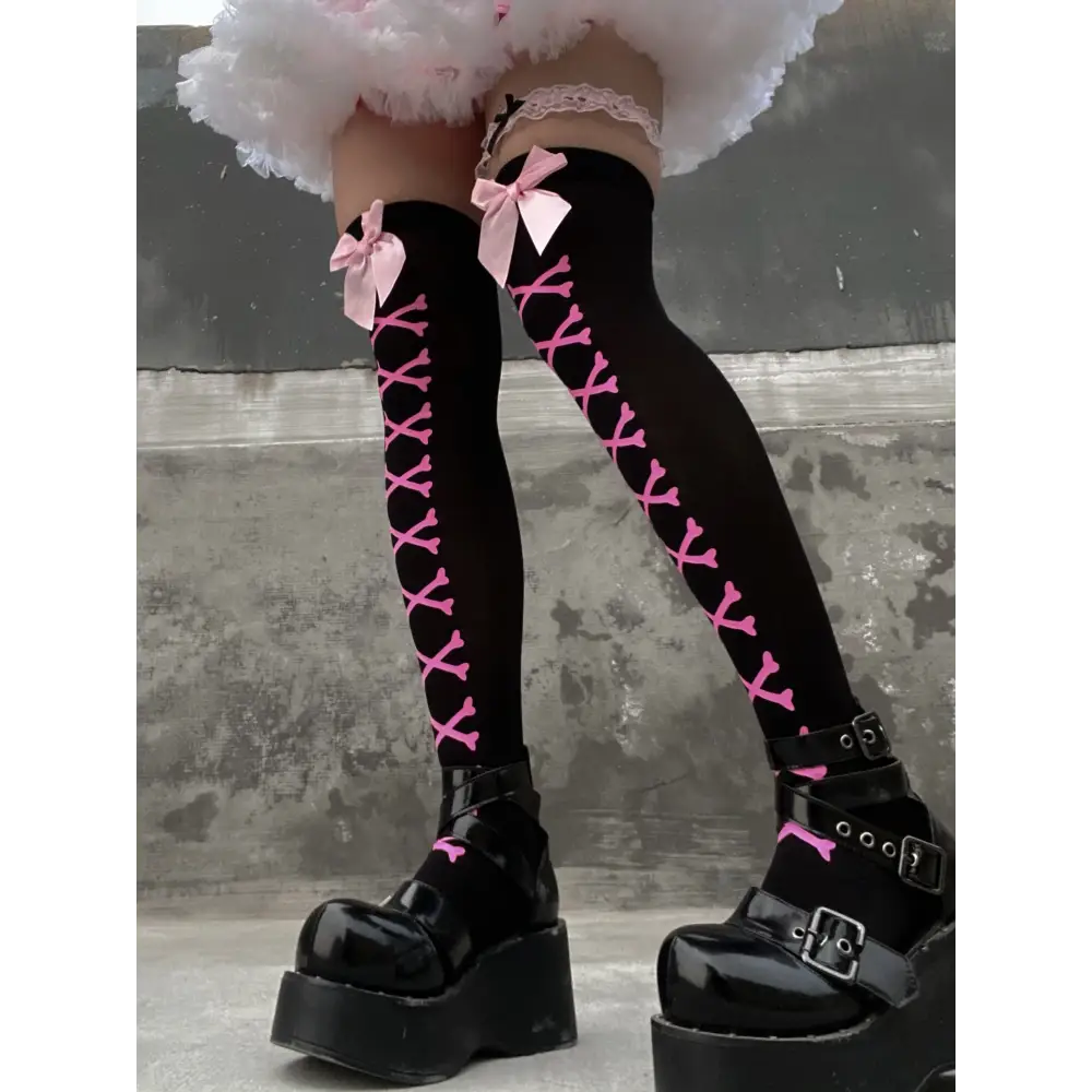 Crossbone Corset Thigh-High Socks for Endless Compliments - Socks