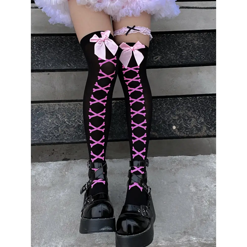 Crossbone Corset Thigh-High Socks for Endless Compliments - Socks