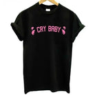 Cry Baby Classic T-Shirt with Cute Tear Design - black pink letter / S - Shirt