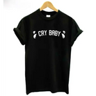 Cry Baby Classic T-Shirt with Cute Tear Design - black white letter / S - Shirt