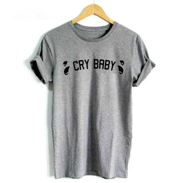 Cry Baby Classic T-Shirt with Cute Tear Design - gray / S - Shirt