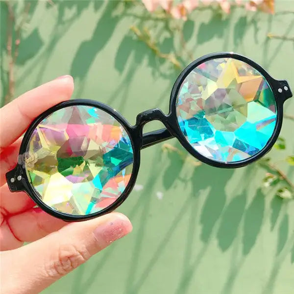 crystal sunglasses crystallized gems jewels shades sun glasses specs round circle kawaii harajuku japan fashion by Cosparty